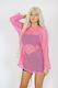 Long Sleeved Pink Mesh Top