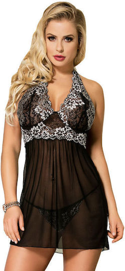 Subblime Babydoll Alb Floral Dantelă Neagră