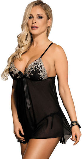 Subblime Black Babydoll Beige Floral Laces