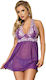 Subblime Weißer Blumen-Spitzen Babydoll Lila
