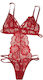 Freemove Sexy Bodysuit Rot Tanga String Spitze 18507