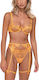 Everlee Embroidered Floral Transparent Sexy Set 4 Pieces Underwire Thong Garters & Stockings