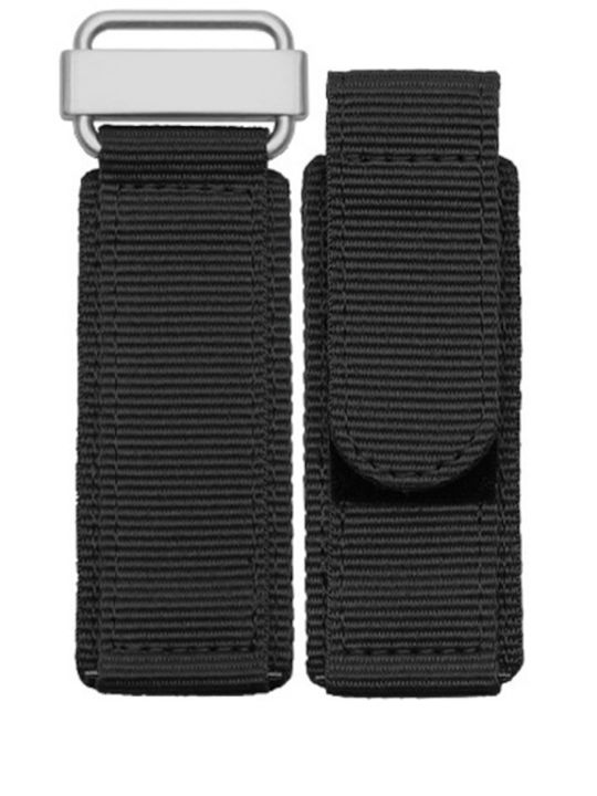 Stoffarmband Velcro Militär Schwarz/Silber 24mm