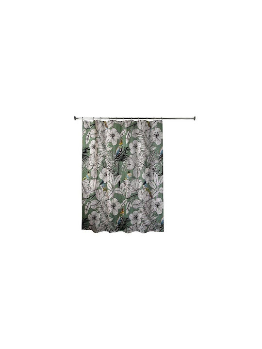 Shower Curtain 180x180cm Tropical Leaves and Parrots