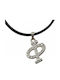 Handmade Metal Silver Monogram Necklace F Straps Tatu Moyo 1034-502af