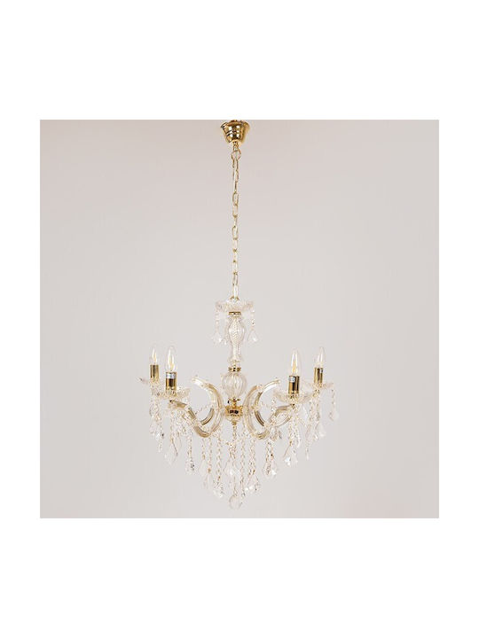 Eurolamp Πολυέλαιος με Κρύσταλλα Χρυσός 757-12031