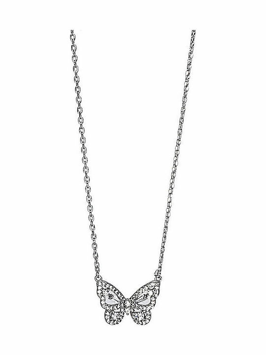 Colier Argintiu Fluture Strălucitor Argintiu Alamă Fluture Feminin