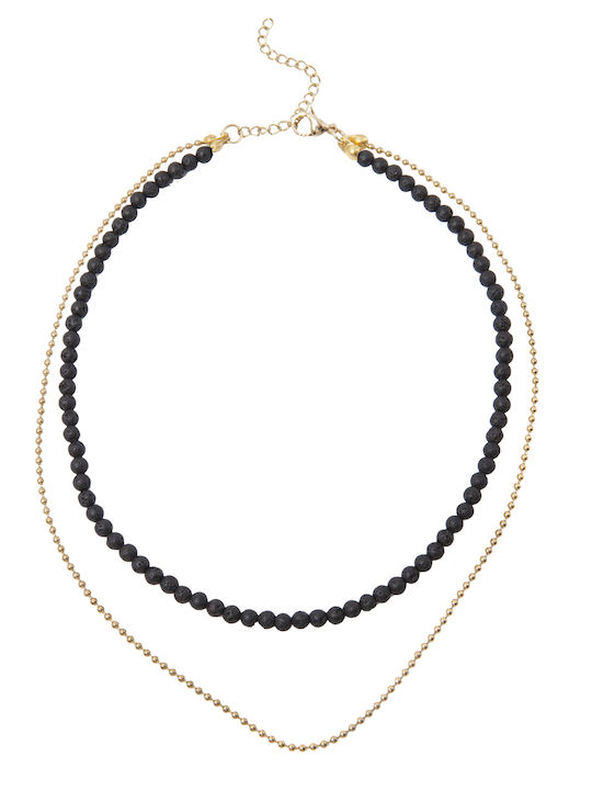 Doppelter Damen Halskette Aus Edelstahl Lava 40+7cm Silverline