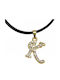 Handmade Metal Gold Plated Monogram Necklace K Stras Tatu Moyo 1034-502xk