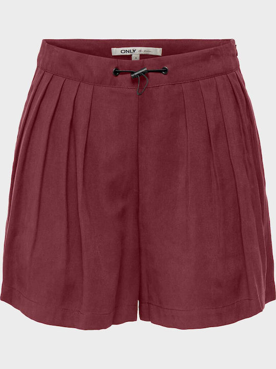 Only Women's High-waisted Shorts Bordeaux