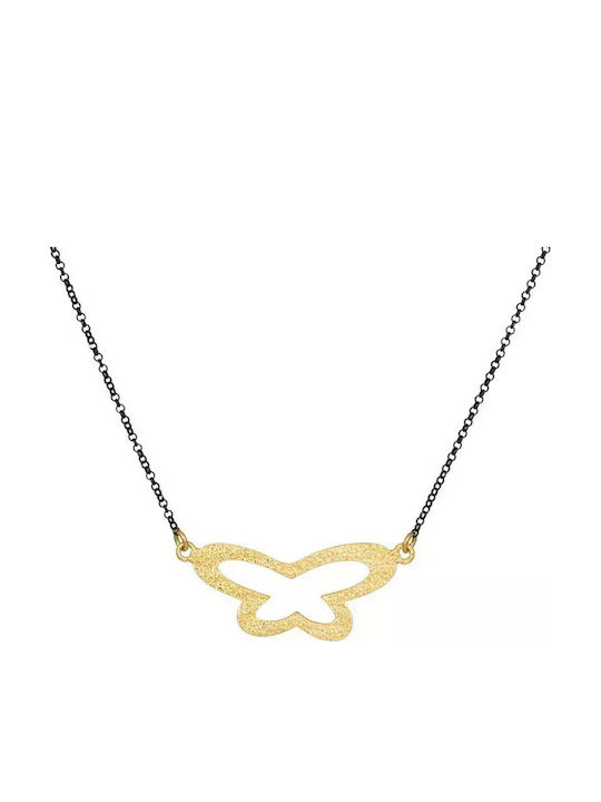 Women's Two-Tone Butterfly Necklace 925 Silver