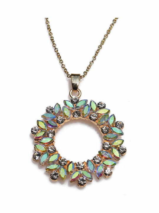 Halskette Aus Stahl Edelstahl Mit Blumen In Goldfarben Bz-nk-00363