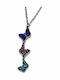 Steel Necklace Stainless Steel Butterflies Crystals Silver Bz-nk-00346