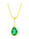 Necklace Yellow Gold 18K 45cm Emerald 0.6ct Diamond 0.04ct Metrongold 20276