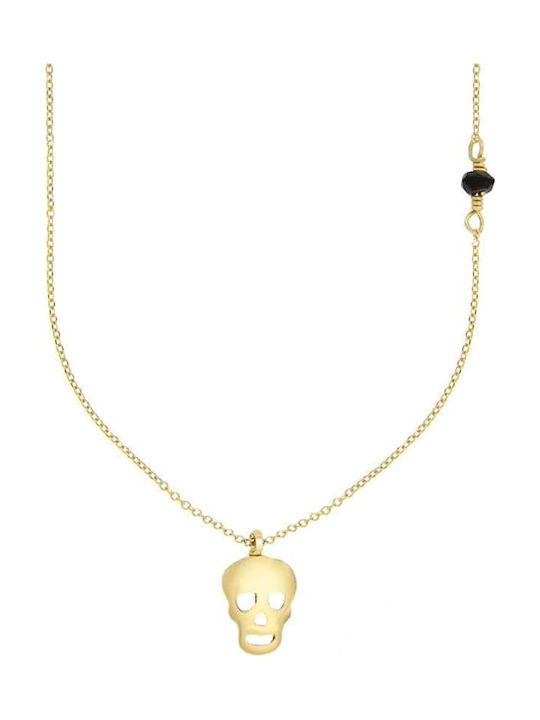 Women's Necklace Yellow Gold 14K Skull Kl11100217