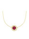 Yellow Gold Women's Necklace 14K Red Stone Kl11100483