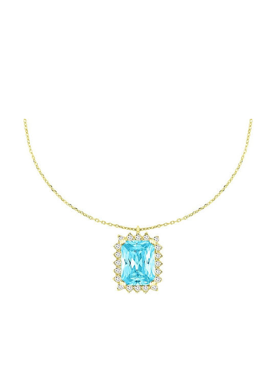 Women's Yellow Gold Necklace 14K Blue Zircon Kl11100431