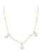 Women's Necklace Yellow Gold 14K with Blue Stones Kl11100402