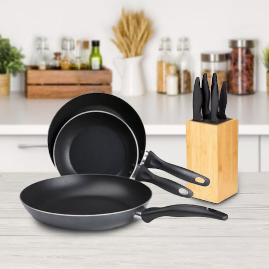 SpitiBazaar Σετ Μαγειρικά Σκεύη από Αλουμίνιο Black 9τμχ SpitiBazaar Σετ Μαγειρικά Σκεύη από Αλουμίνιο Black 9τμχ