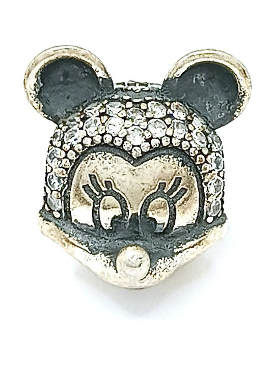 Silver 925 Oxidized Charm Bracelet Minnie Mouse Pattern