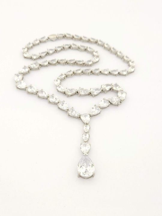 Silber Damen Halskette Silver Union Weiße Zirkone Kode 102627