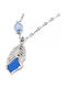 Karmafashion Damen Halskette Stahl 316l Kette Flügel Blau Perlen Silber 2312-124a