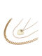 Karmafashion Damen Halskette Stahl 316l Dreifache Kette Herz Vergoldet 2312-206x