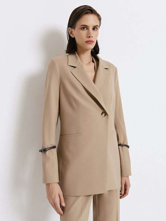 Access Blazer pentru femei Încrucișat Sacou Camel