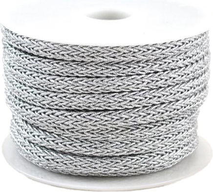 Șiret Plat Tricotat Metalic 7mm/Metru T1457002 Argintiu