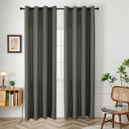 Beauty Home Κουρτίνα με Τρουκς Γκρι 140x270εκ.