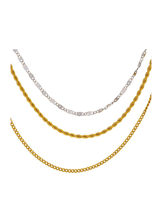 Excite-Fashion Women's Bracelet Set Chain made of Steel Gold Plated