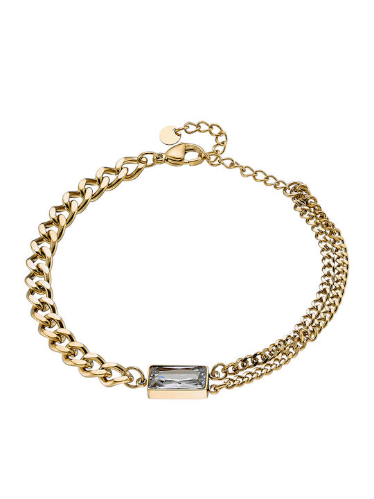 Women's Steel 316L Gold Plated Zircon Stone Bracelet Art 00955