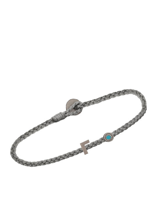Cord Bracelet Silver Black Platinum-Plated Letter G