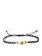 Bracelet Eye Dark Gray Macrame Silver 925 Gold Plated