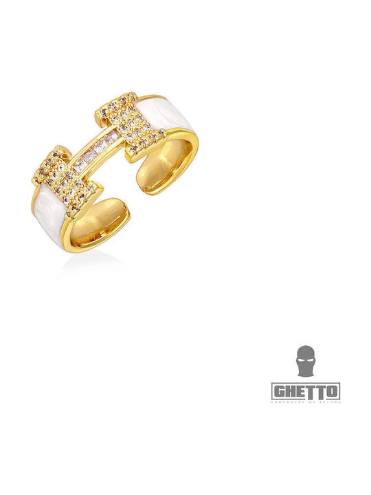 Ghetto Femeie Inel cu Zirconiu Placat cu aur