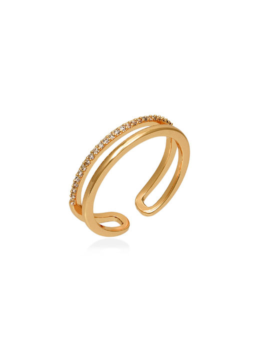 Ghetto Damen Ring mit Zirkonia Vergoldet