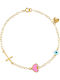 Gold Bracelet 9K Heart Evil Eye