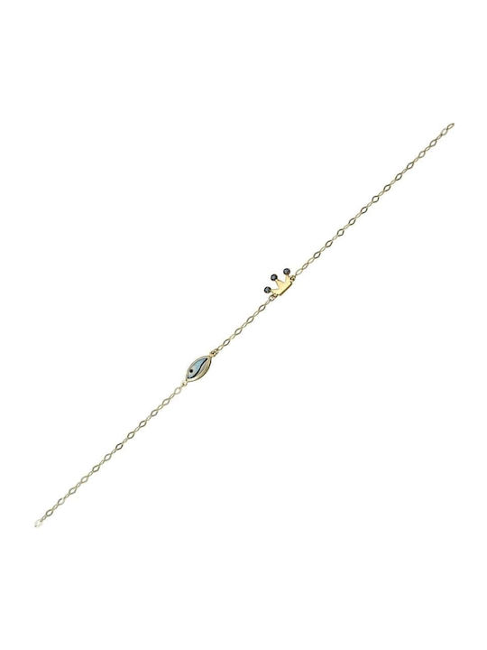 Vergoldetes Silberarmband 925 Krone Auge Br21100150