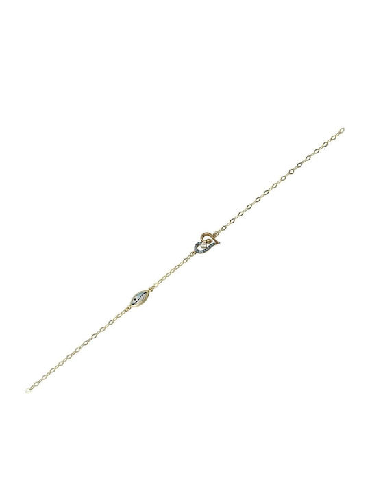 Gold Plated Silver Bracelet 925 Heart Eye Br21100143