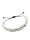 Women's Handmade Steel Bracelet with 8mm Stones 02e-00119
