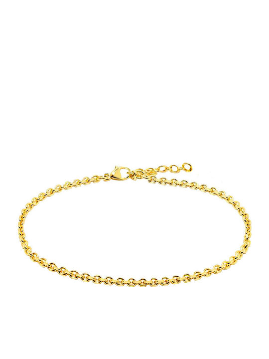 Ad Steel Anklet Chain Gold Plated Oval Flat Bracelet