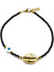 Handmade Steel Ankle Bracelet with Beads Shell Cowrie Maui Black