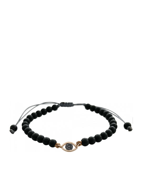Damentrauring Auge K14 Roségold Schwarze Onyx Schwarze Diamanten 0.02ct Br2536