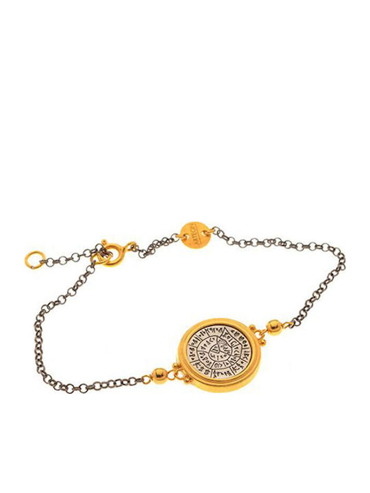 Two-Tone Bracelet Disc Of Phaistos 925° Black Platinum Chain