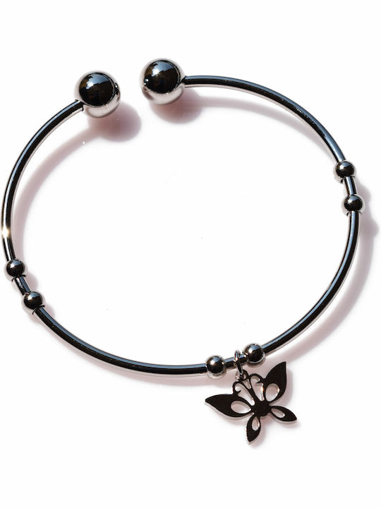 Гривна От Стомана Stainless Steel Пеперуда Сребриста Bz-br-00389