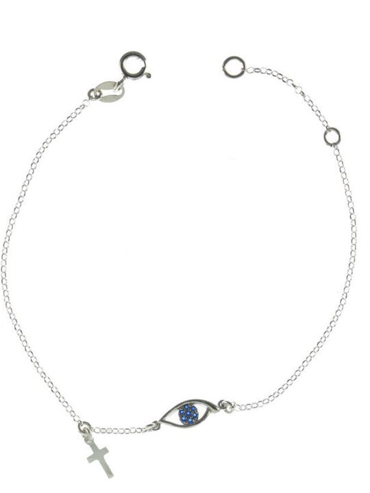 Bracelet Eye Cross Silver Stones Zircon