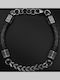 Männer Armband Edelstahlstahl Leder Oxidiert 20 Zentimeter Mit 2,5 Zentimeter Kette Verlängerung Tribute