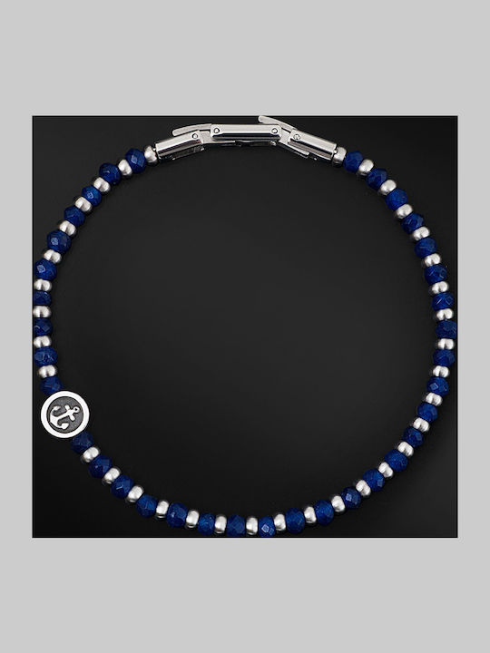 Tribute Herren Armband Edelstahl Stahl Anker Lapis Lazuli