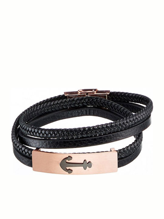 Armband Hand Schwarz Leder Edelstahl Br-art00406br
