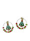 Tatu Moyo Handmade Gold Plated Metal Hoops Christmas Tree Beads 4cm Earrings